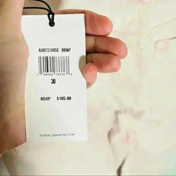 NWT 7 For All Mankind High Waist Cropped Straight Jeans in Mineral Pink - Picture 5 of 7